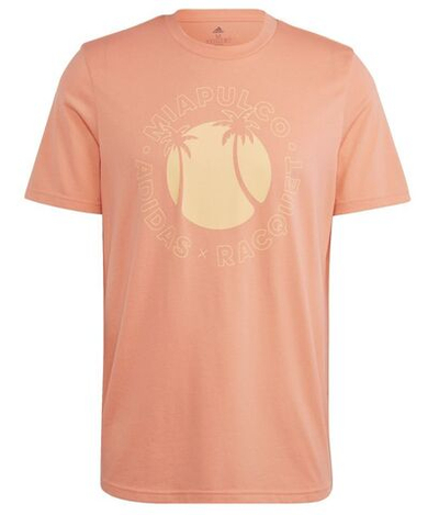 Футболка мужская теннисная Adidas Racquet Sun Graphic Tee - coral fusion