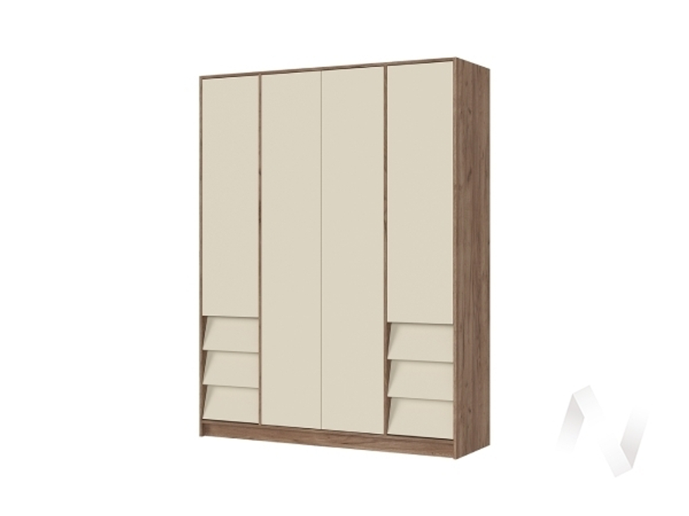 Шкаф 4-х створчатый ШК 03 МС Рейн (дуб крафт табачный/кашемир)