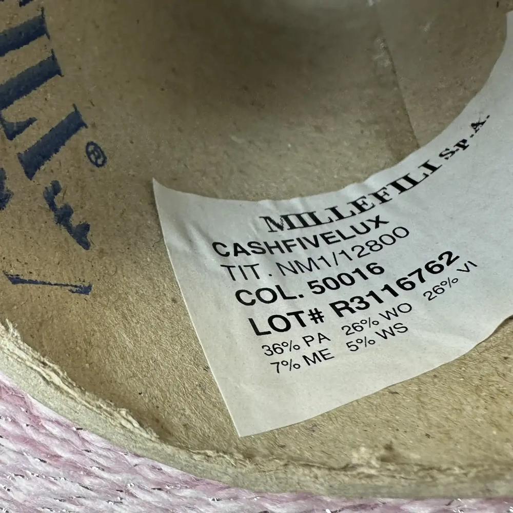 CASHFIVELUX - MILLEFILI S.p.A.; 5% кашемир, 26% вискоза, 26% меринос, 36% п/а, 7% люрекс; 1280м/100гр; col. 50016, цвет: роза антик, серебристый люрекс