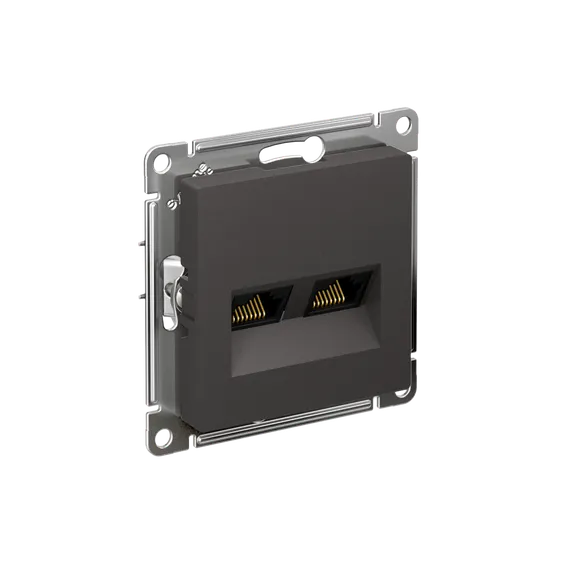 Розетка компьютерная 2-м AtlasDesign RJ45+RJ45 кат.5E механизм базальт SE ATN001485