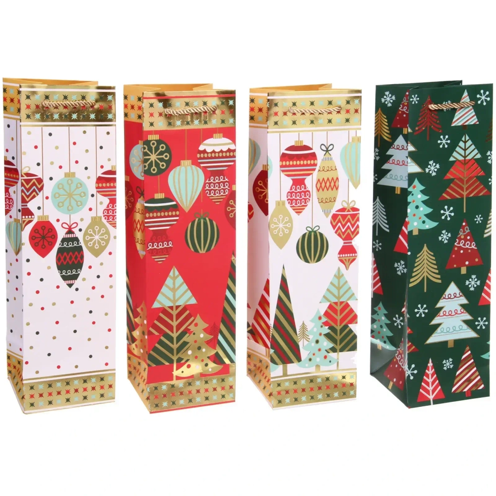 Пакет под бутылку «Зимний вечер» 11*38*11 см, микс