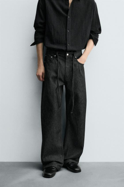 ZARA ДЖИНСЫ RELAXED FLARE, ЧЕРНЫЙ