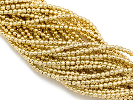 Нить гематитовых бусин 2,4мм, Light Gold