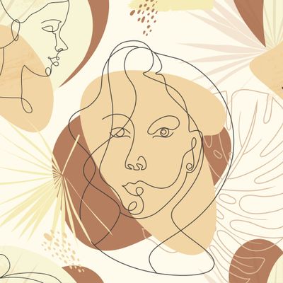 Портреты девушек в одну линию в стиле Матиса