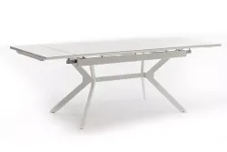 "Меркурий" стол интерьерный раздвижной обеденный из керамики, цвет белый глянцевый