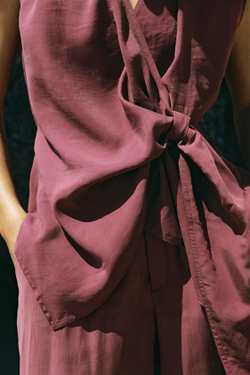 ZARA СТРУЯЩИЙСЯ ТОП С УЗЛОМ, ТЕМНЫЙ ЧЕРЕПИЧНЫЙ