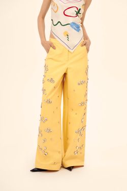 Брюки с камнями (На полном обвесе), желтые