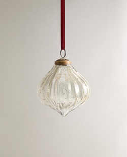 ZARA HOME ЕЛОЧНОЕ УКРАШЕНИЕ РОМБОВИДНОЙ ФОРМЫ С РЕЛЬЕФНЫМ УЗОРОМ, СЕРЕБРЯНЫЙ