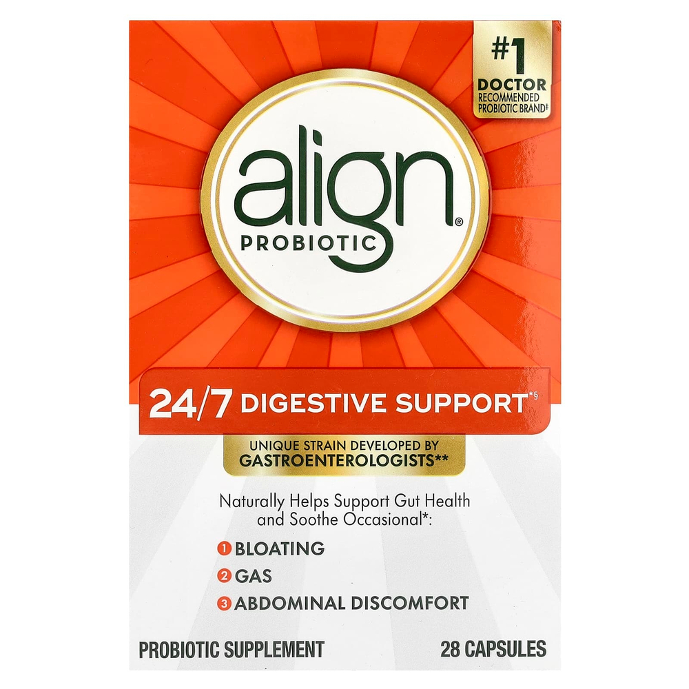Align Probiotics, 24/7 поддержка пищеварения, добавка с пробиотиками, 28 капсул