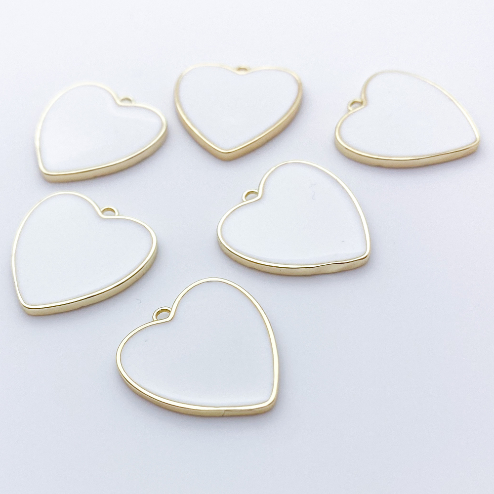 Подвеска Сердце, цвет золото+белый, размер 21*20 мм, цена за 1 шт