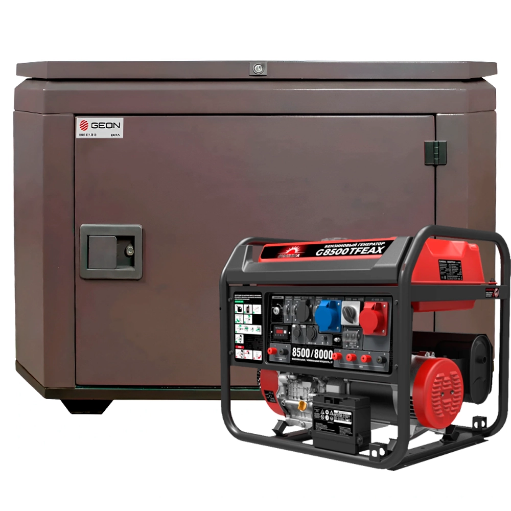 Генератор бензиновый SUNREKA G8500TFEAX с кожухом Geon 1200 RAL 8019