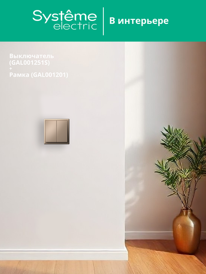 Выключатель 2-кл. ArtGallery 10AX быстрозажим. клем. механизм песочн. SE GAL001251S