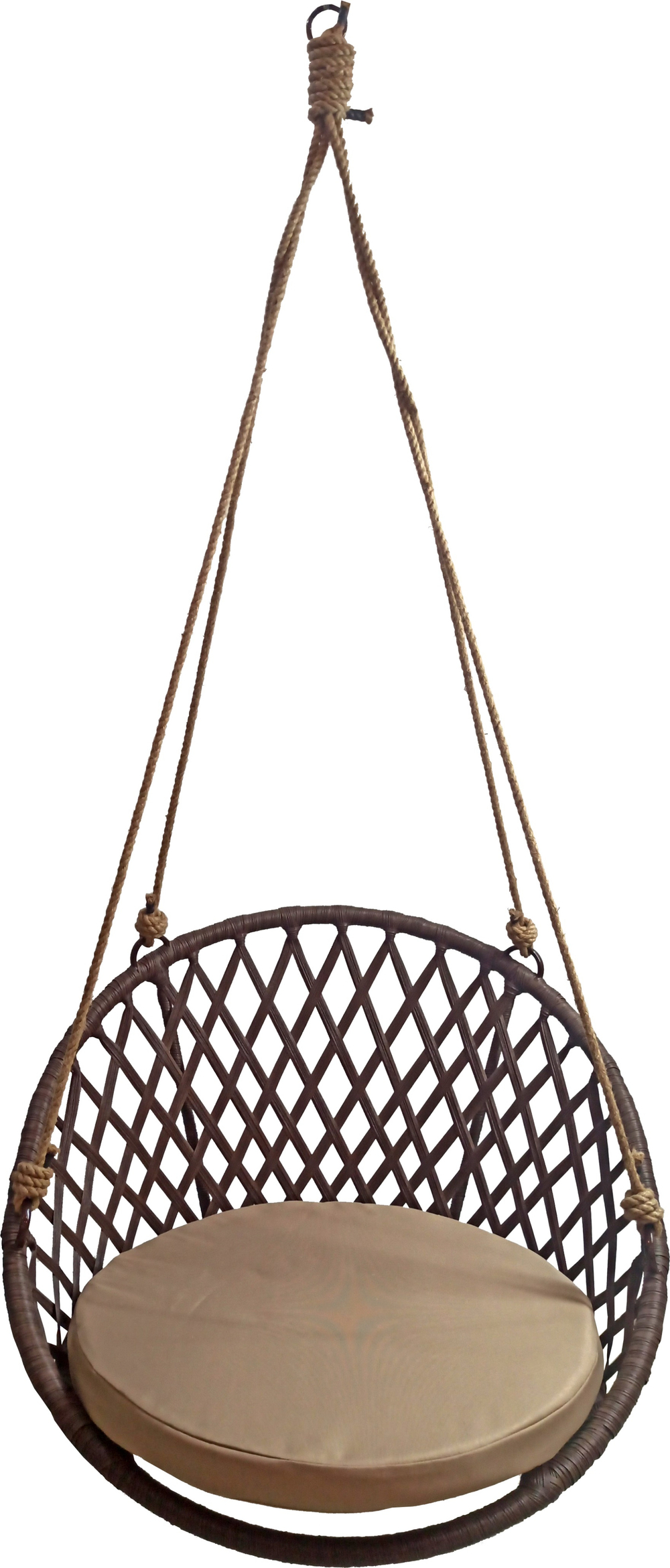 Кресло подвесное Майорка арт.М455-МТ009 (корзн.тем -корич.,подуш. беж. 1 уп. (В))