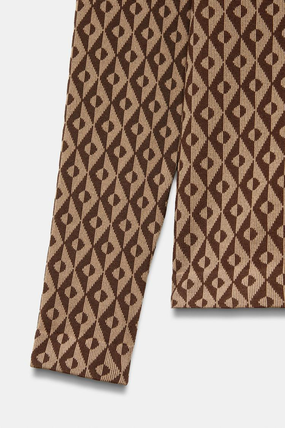 ZARA ТЕРМОФУТБОЛКА SKI COLLECTION С КОНТРАСТНЫМ УЗОРОМ, ТАБАЧНЫЙ