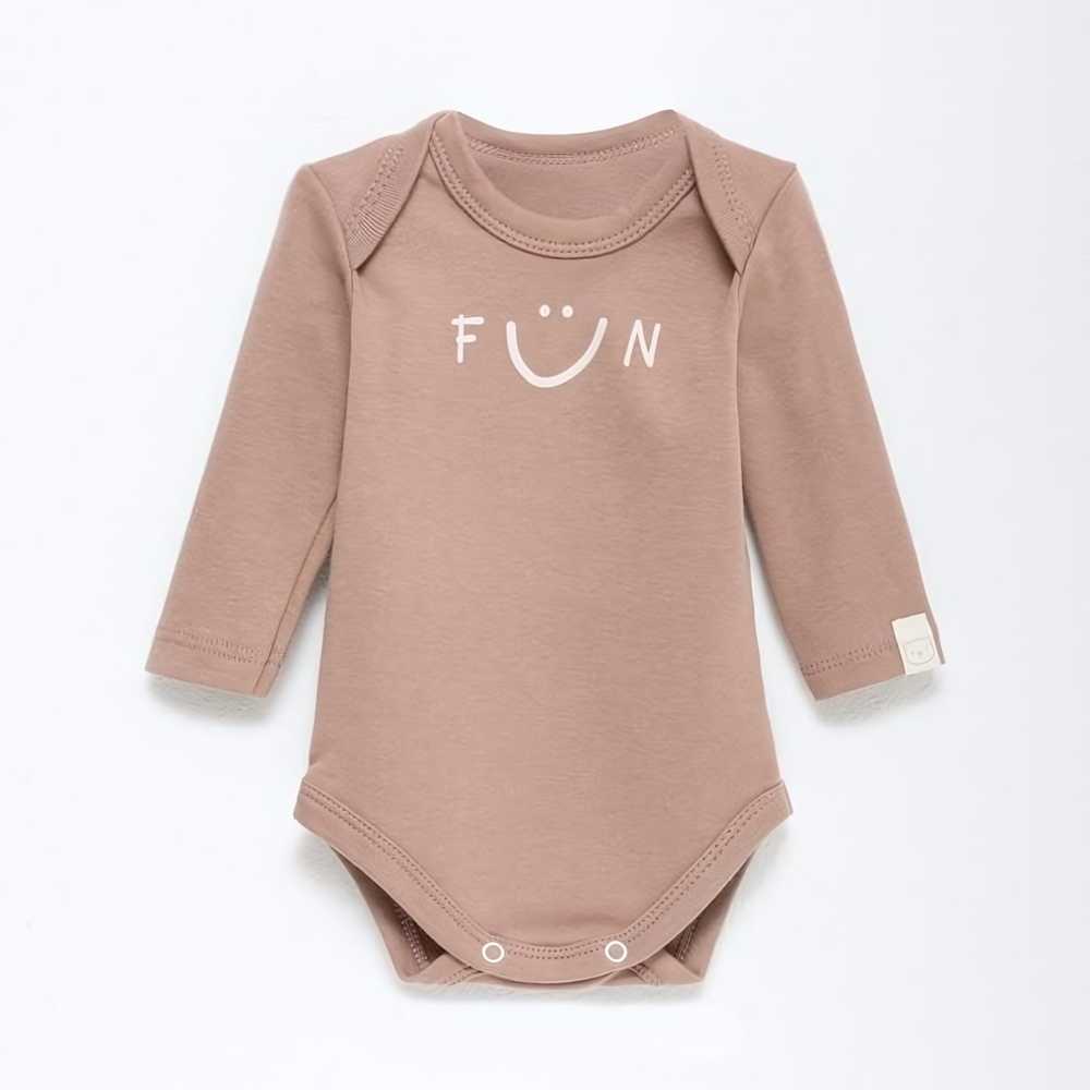 Боди с дл. рукавом "Fun" р.74-80 см, бежевый 9539127 (Крошка Я)