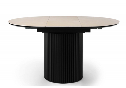 Керамический стол Woodville Стивен 100(140) okara light yellow, черный