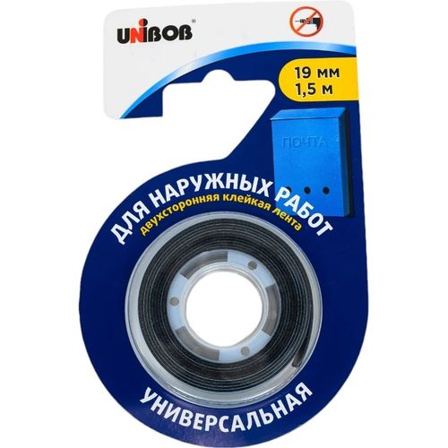 Лента двухсторонняя 19 мм 1,5 м для наружных работ UNIBOB