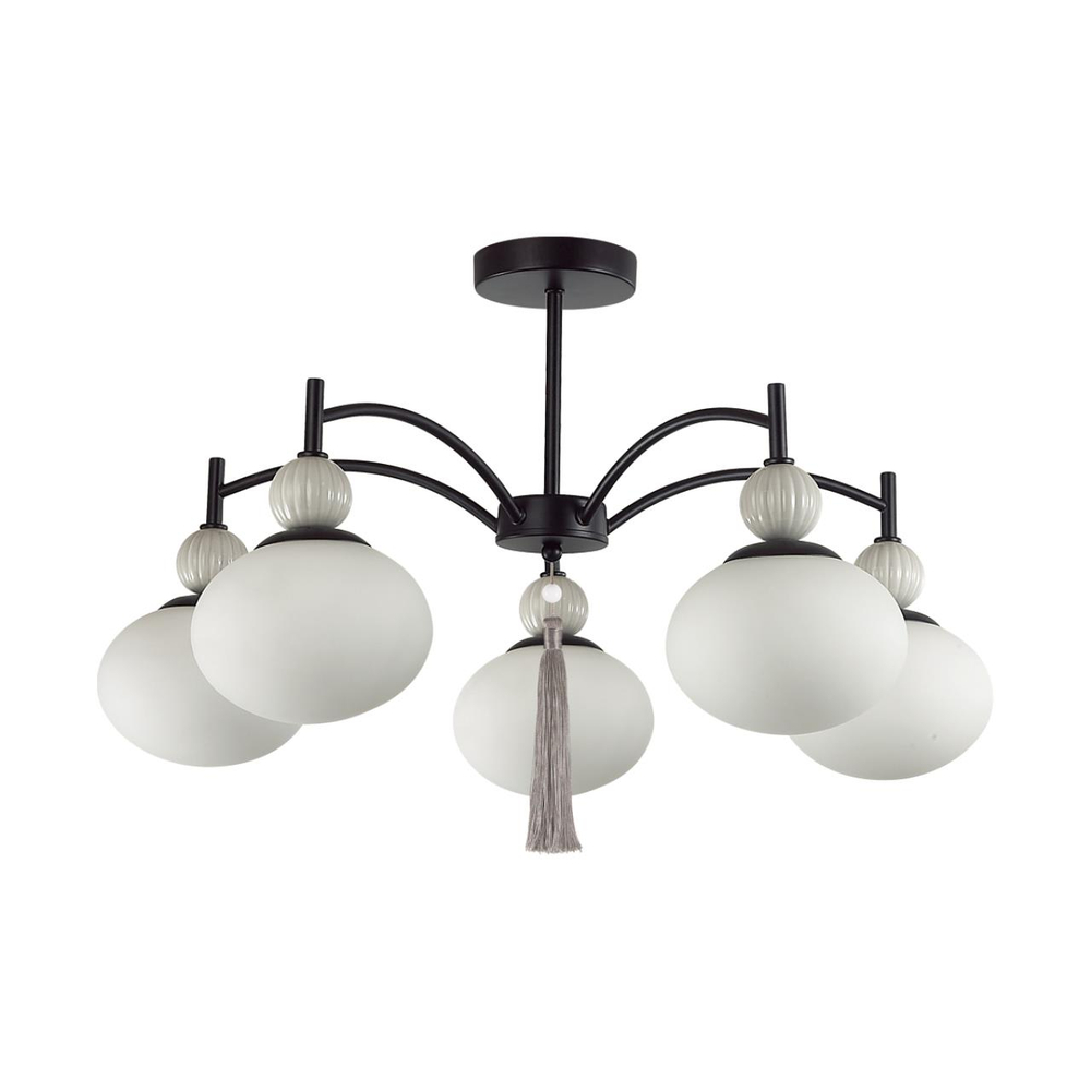 8273/5C NEOCLASSI LN26 041 черный, серый/белый металл, керамика/стекло Люстра потолочная Е14 5*40W 220V GLORIYA