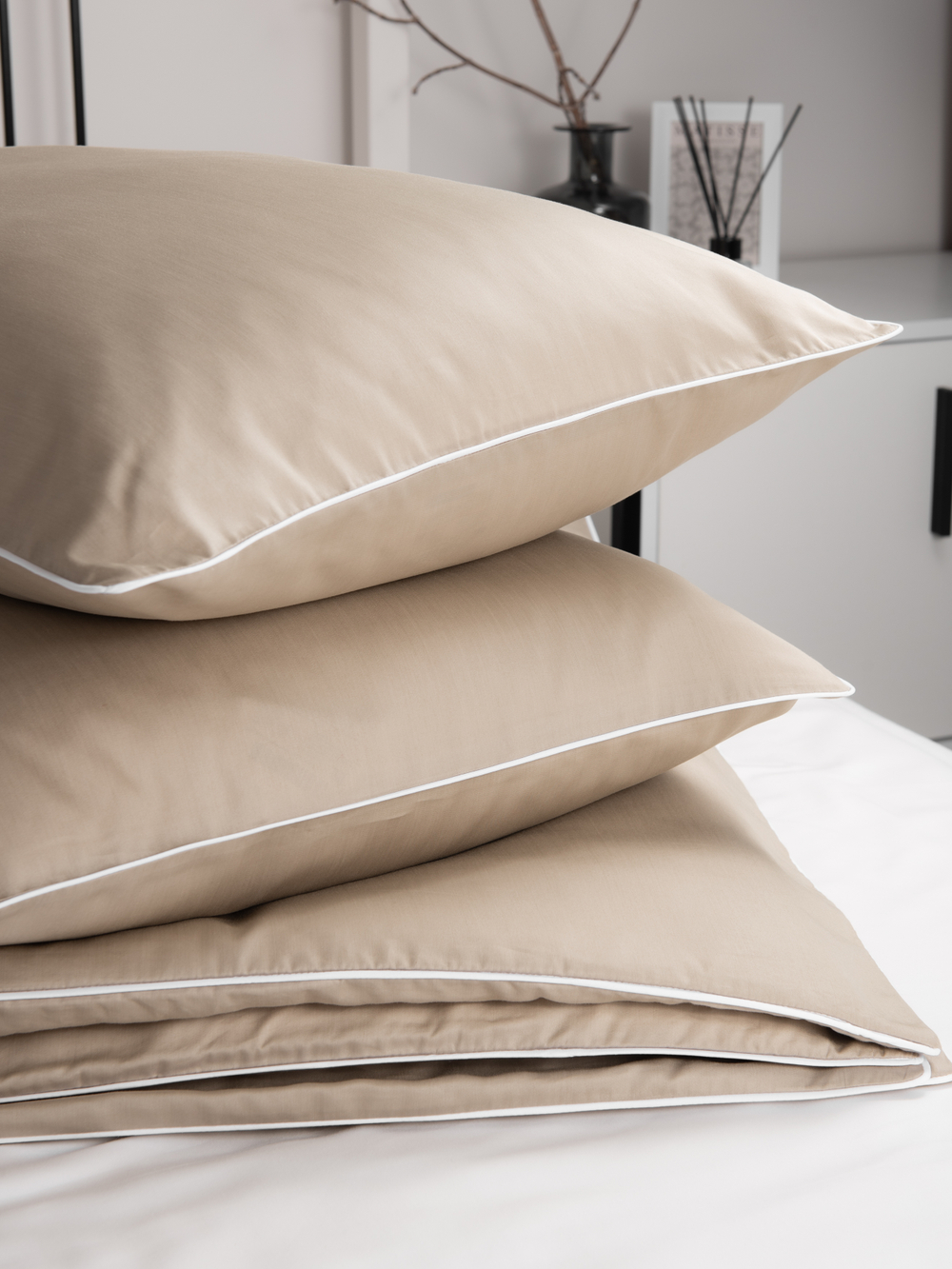 MOON Комплект постельного белья, сатин темно-бежевый