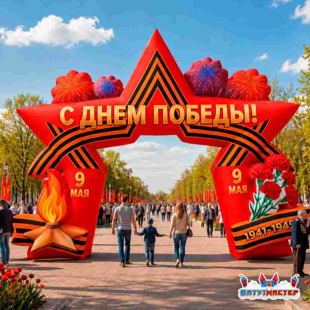 Надувная арка день победы «Звезда», 10×1,2×8 м
