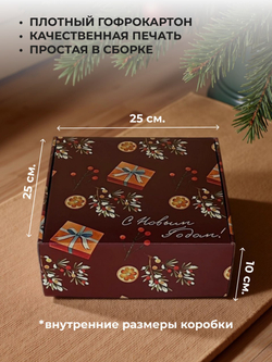 Коробка самосборная 25*25*10см Коричневая 1шт