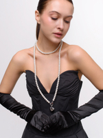 Колье "Pure" White Very Long из перламутра Silver