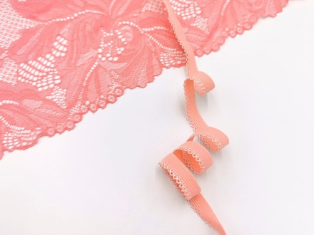 Ажурная резинка 9 мм, Флорида (розово-коралловый), (Арт: К94/9-1045), м