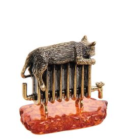 Народные промыслы AM-3080 Фигурка «Кот Зимний вечер» (латунь, янтарь)