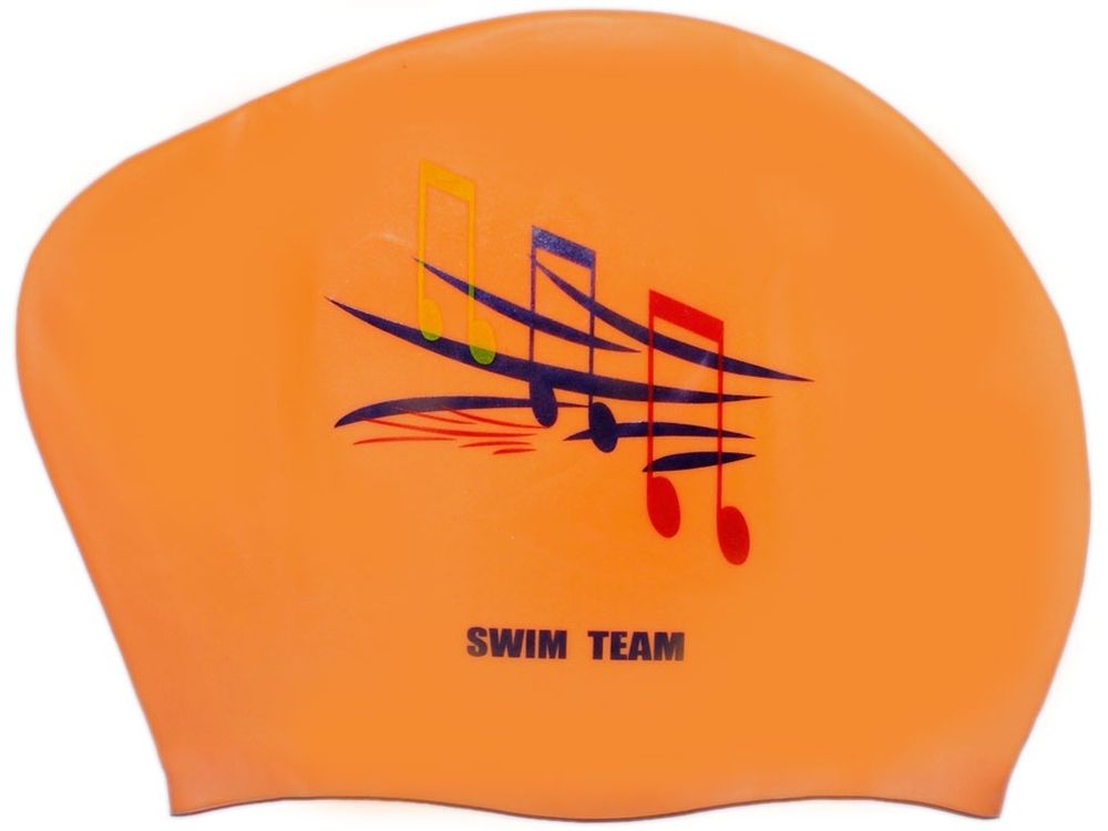 Шапочка для плавания для длинных волос SWIM TEAM ноты: KW-N  (Оранжевый)