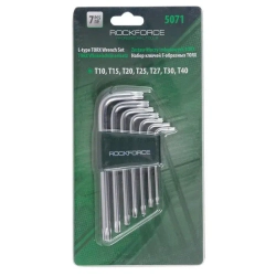 Набор ключей TORX RF-5071: Г-образных T10-40 7пр. на пласт. держат. ROCKFORCE