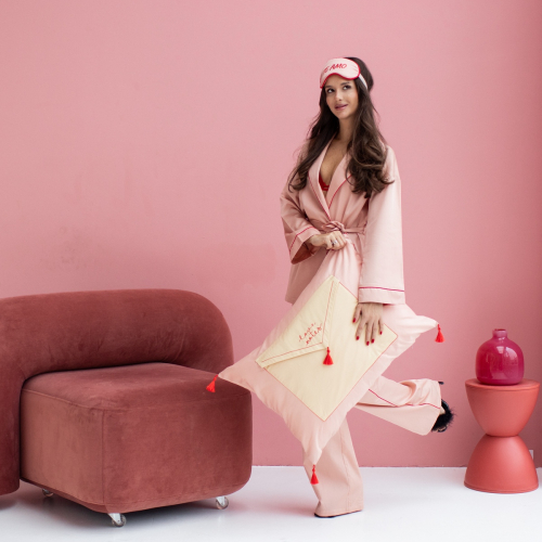 Комплект из тенселя Те Амо | кимоно, брюки, маска для сна, резинка для волос