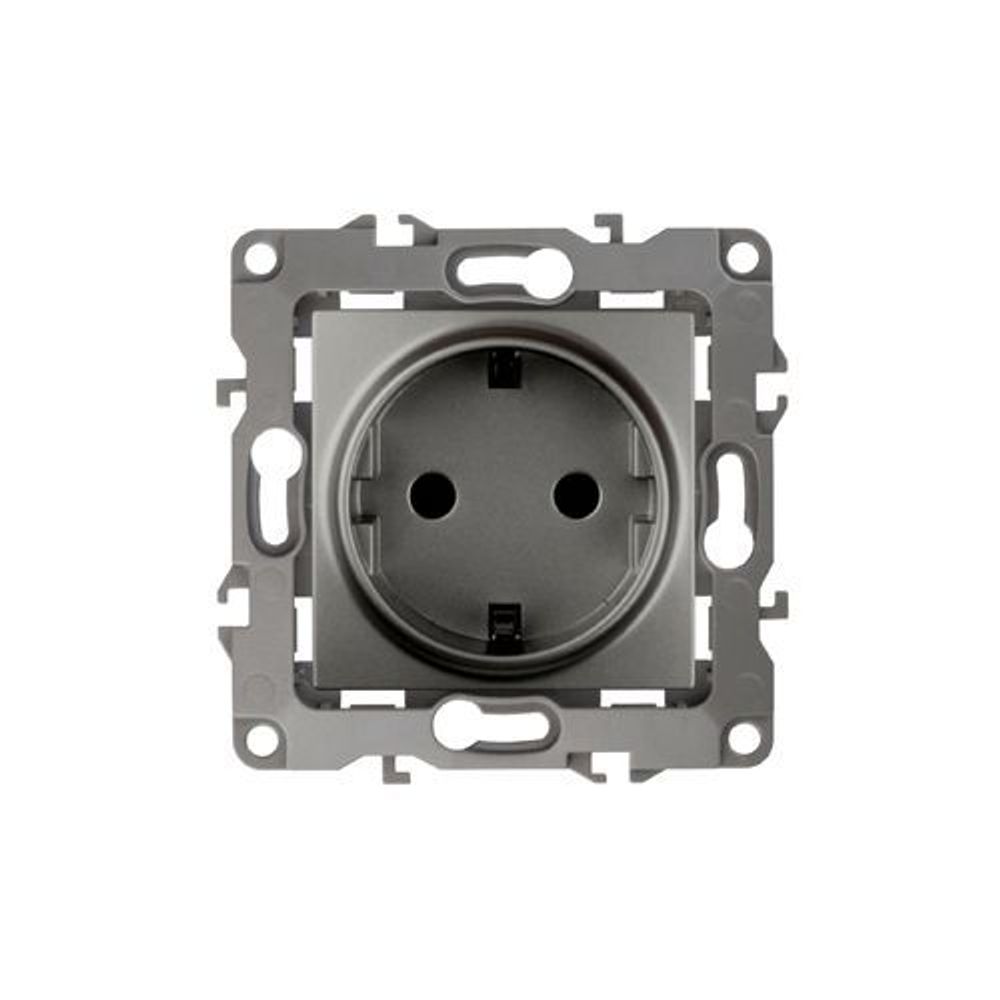 Розетка 1-м СП Эра12 12-2001-12 16А IP20 16AX 250В 2P+E Schuko без монтаж. лапок механизм графит Эра Б0019307