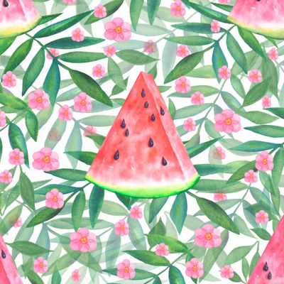 Watercolor seamless watermelon pattern for textile design.
