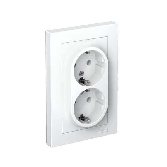 Розетка 2-м СП AtlasDesign 16А IP20 с заземл. в сборе бел. SE ATN000124