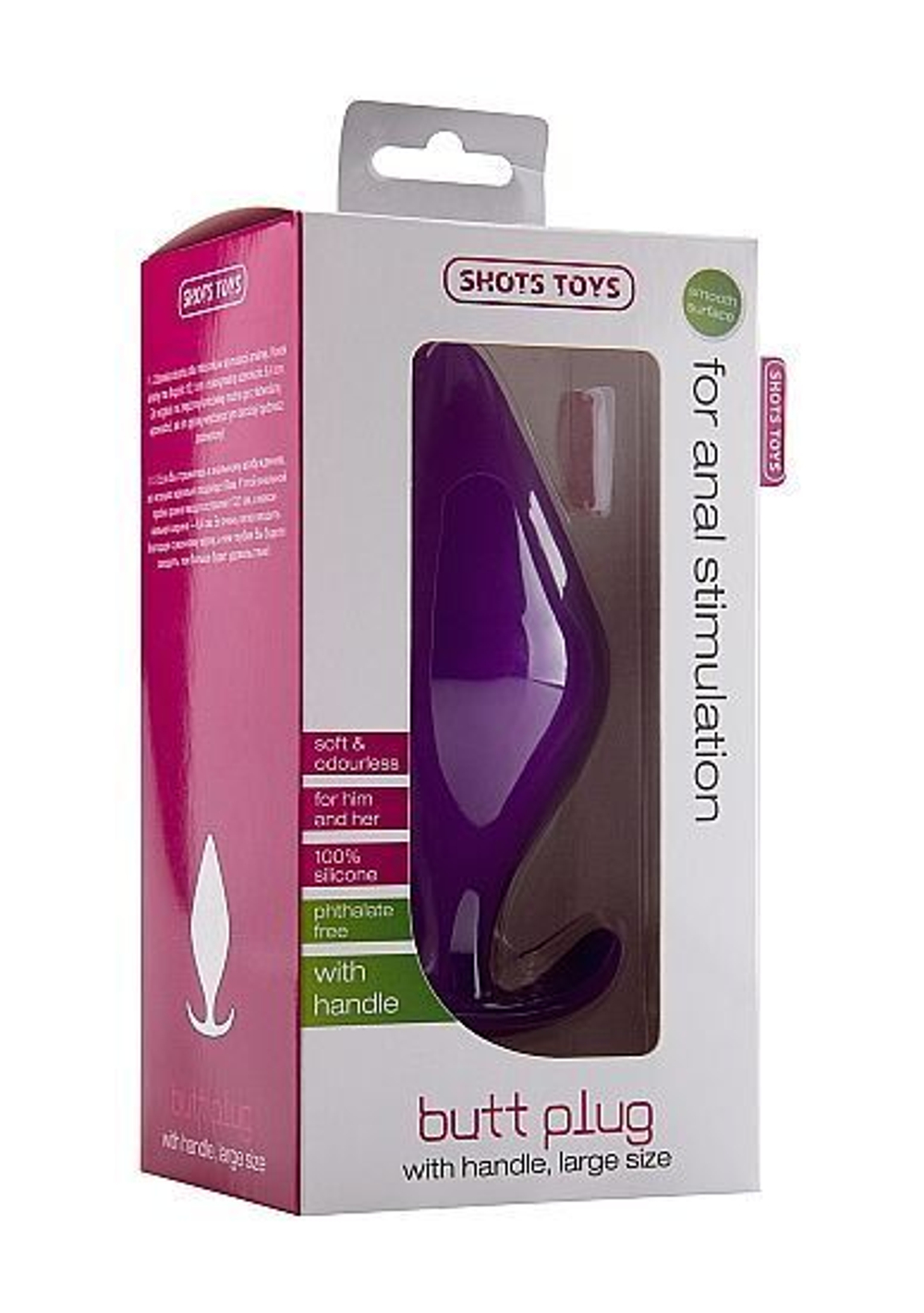 Фиолетовая анальная пробка Butt Plug with Handle Large - 13,1 см. (Цвет: фиолетовый)