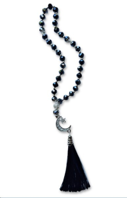 Амулет подвеска мусульманский каменные перламутр бусы, с полумесяцем (серебро) (P.R.C.)