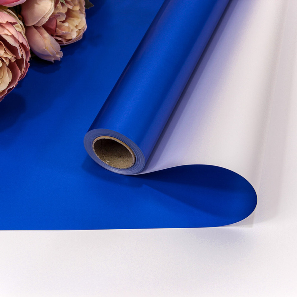 Пленка В рулоне 10 м х 58 см двухсторонняя (Серебряный, Синий)