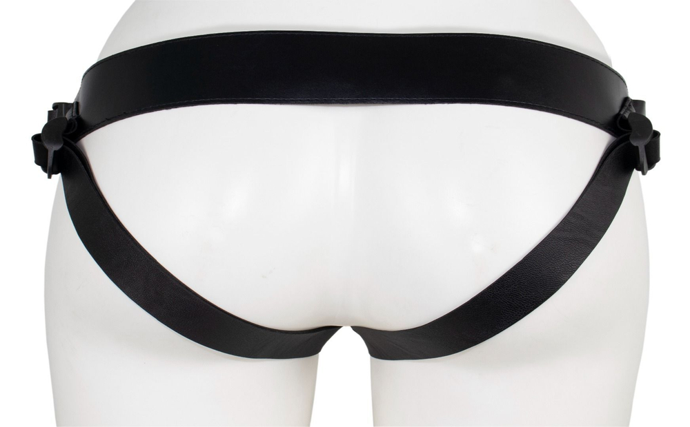 Пустотелый страпон MINI с бандажом (Цвет: телесный с черным)