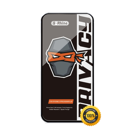 Защитное стекло 6D G-Rhino Privacy для Apple iPhone 14 Pro Max АНТИШПИОН, 3D, черная рамка, 0.4 мм
