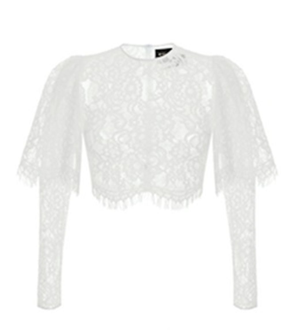 0121S9_2,Топ укороченный кружевной,Белый