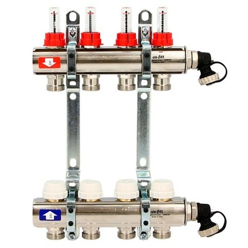 Коллектор Uni-Fitt 1"х3/4" 12 вых. из латуни с расходомерами и термостатическими вентилями 440I4312