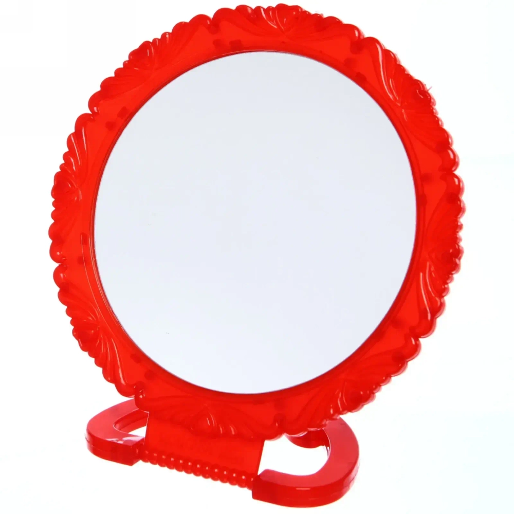 Зеркало настольное в пластиковой оправе «Ажурный кант» круг, подвесное, цвет микс, d-15см (Стикер на минивложение10шт)