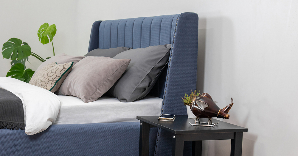 Мелисса (140)Кровать двойная без ПМ арт. Тори 83 велюр (серо-синий)