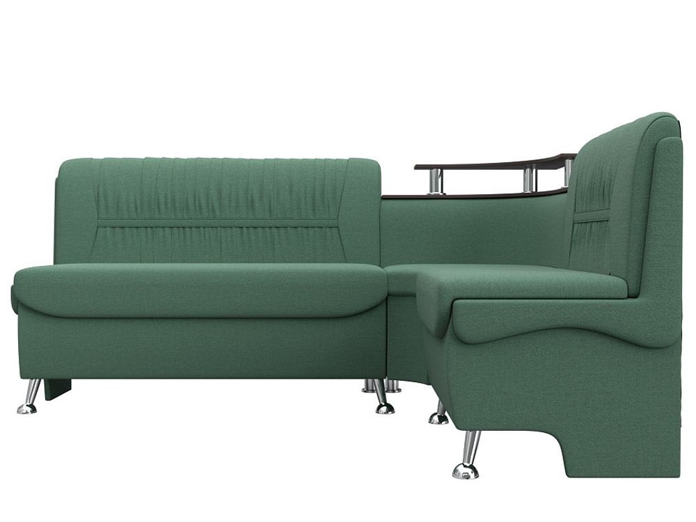Диван кухонный угловой Сидней правый угол, Амур 11 зеленый, Рогожка, 125902