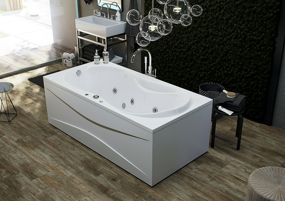 Акриловая ванна Aquatek (Акватек) Мартиника 180x90, с каркасом, с фронтальной панелью, со сливом-переливом