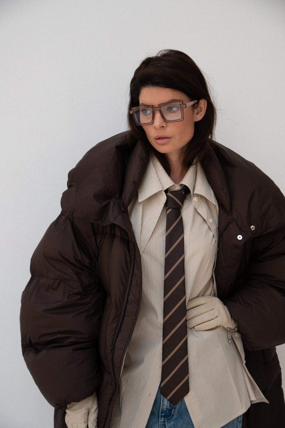 Рубашка двойная в полоску