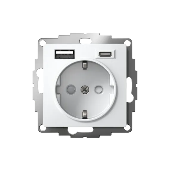 Розетка AtlasDesign 16А с 2-мя заряд. устройствами USB тип A+C 5В/2.4А/3.0А 2х5В/1.5А механизм лотос SE ATN001332