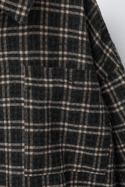 ZARA РУБАШКА В КЛЕТКУ С КАРМАНОМ, ЧЕРНЫЙ