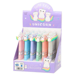 Ручка гелевая, пиши-стирай, автоматическая, Basir, синие чернила, серия "Кот-единорог", с игрушкой, 36 шт