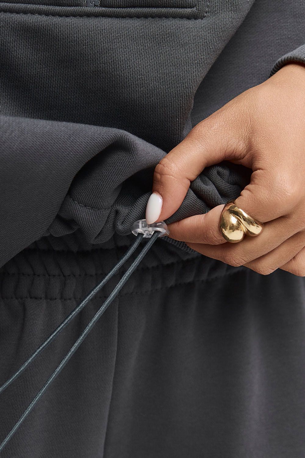 Олимпийка на молнии из премиум футера цвета антрацит